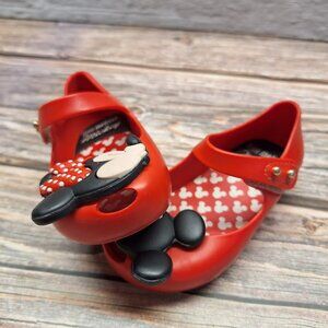 Mini Melissa Black and Red Disney Mickey and Minnie Mouse Shoes Kids Size 6